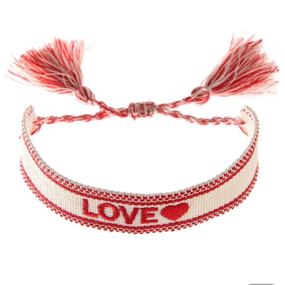 NEW Bohemian Style Personalized Woven Fabric  ‘Love’ Adjustable Bracelet